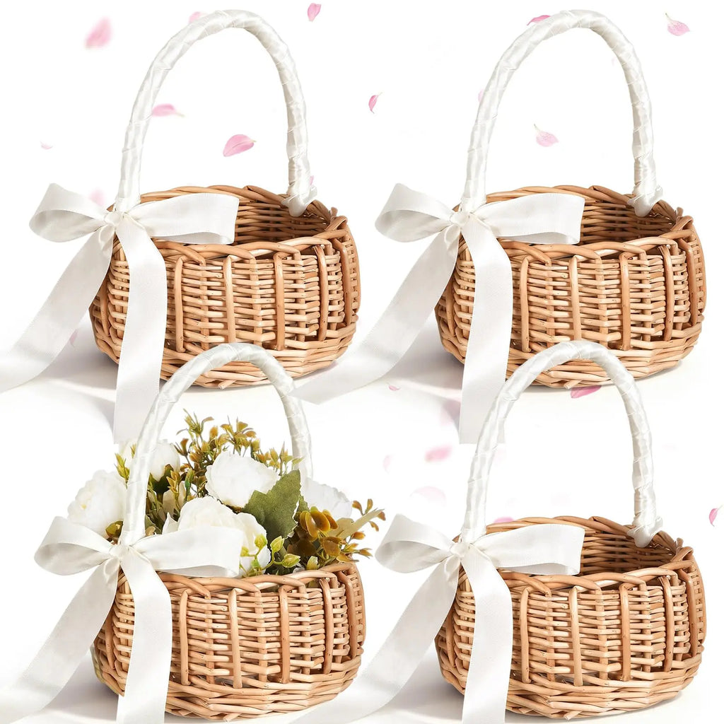 Handwoven Rattan Wedding Basket Detachable Liner Multi-functional