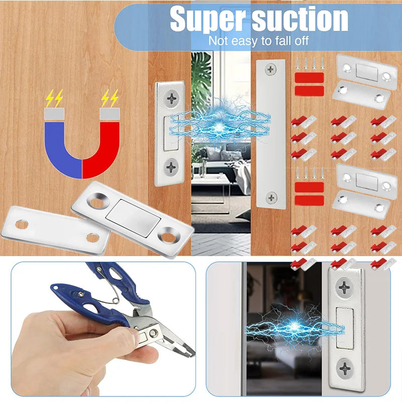 Self Adhesive Magnetic Cabinet Catches Invisible Magnets Door Stopper Patch Furniture Drawer Window Door Closer Latch Zpaxo