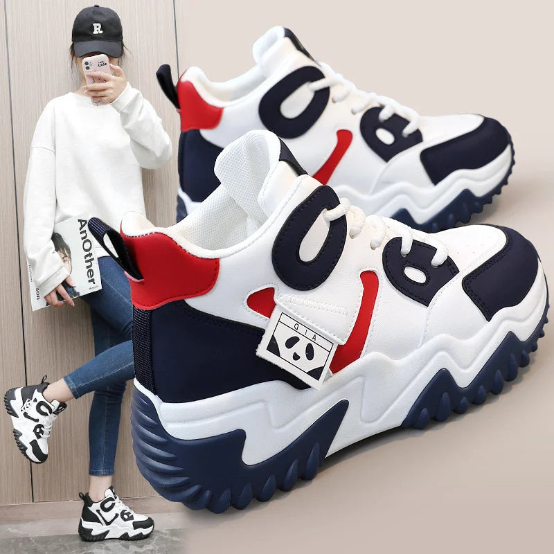 Fashion Casual Platform Sport Shoes Women Lace Up Thick Soled Zpaxo