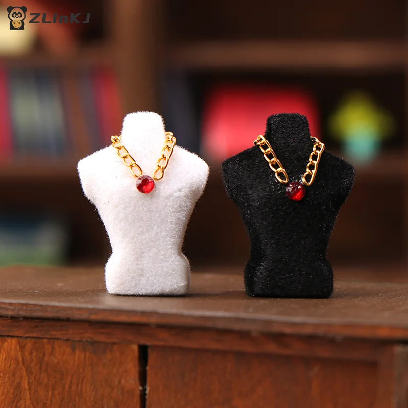 ▶1PCS 1/12 Dollhouse Necklace Display Stand With Necklace Dollhouse Jewelry Stand Dollhouse Accessories Micro Scene Photo Props Zpaxo