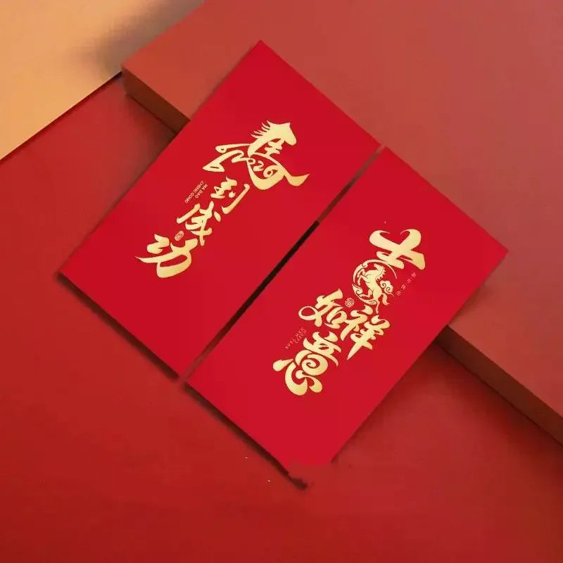 6pcs Pack 2026 Year Of The Horse Chinese New Year Lucky Money Envelopes, Cartoon Red Packet For Spring Festival Zpaxo