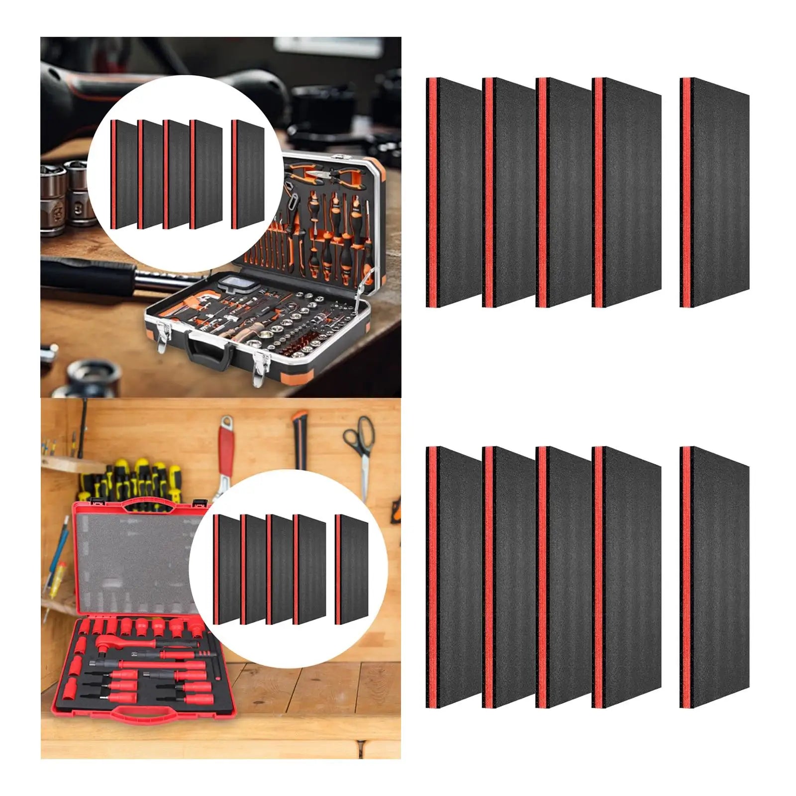 5 Pieces Tool Box Foam Inserts Anti Slip Professional Removable for Toolboxes Packaging Storage Transport Padding Crafts Zpaxo
