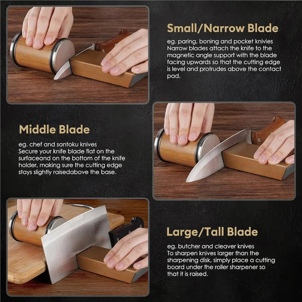 Rolling Knife Sharpener for Straight Edge, Knife Sharpener Kit with 15 & 20° Degree Magnetic Angle for Kitchen Knives Whetstone Zpaxo