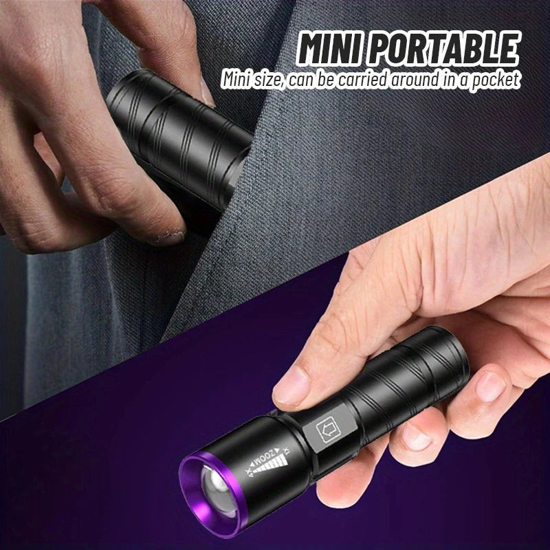KDULIT UV 395nm Rechargeable Zoomable Flashlight – 3 Modes