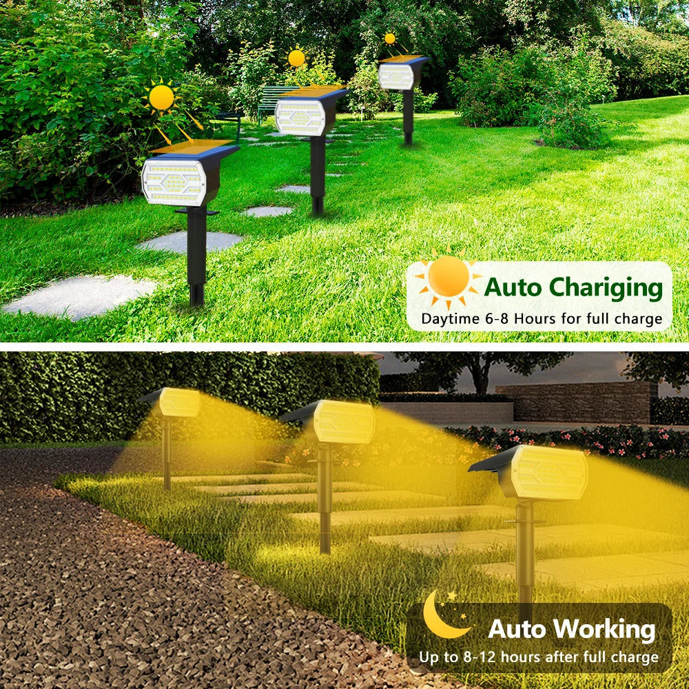 72/108 LEDs Solar Spot Lights Outdoor Waterproof 3 Mode Landscape Spotlights Solar Powered Flood Wall Light Patio Pathway Garden Zpaxo