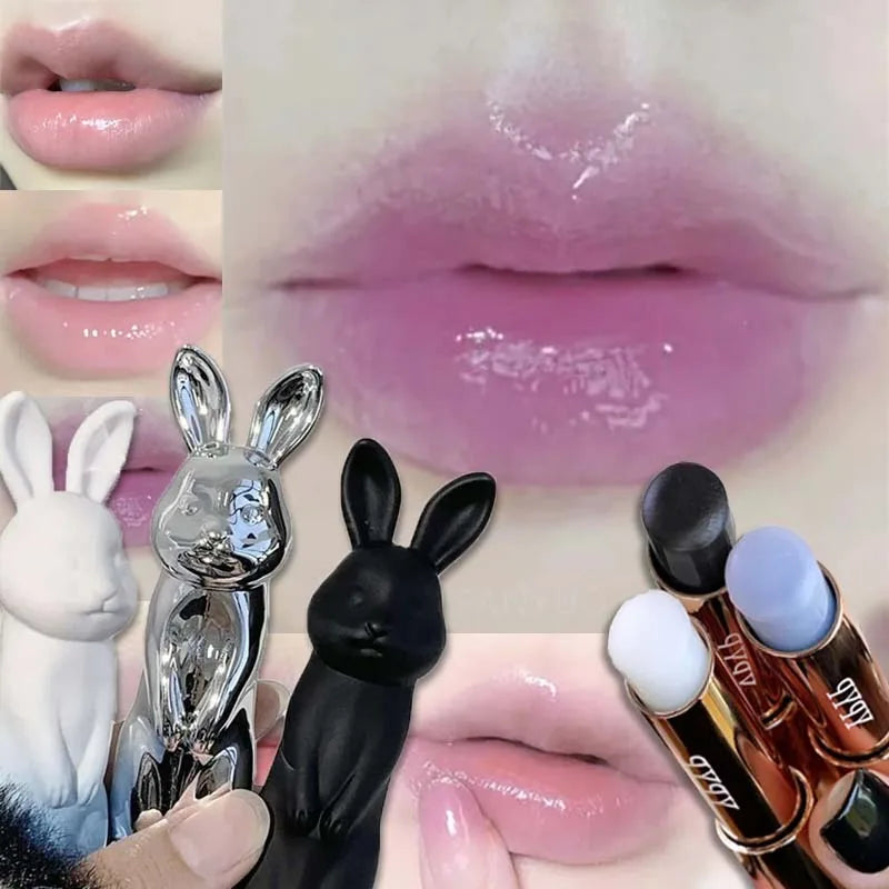 Rabbit Moisturizing Lip Balm Purple Rose Tint Crystal Jelly Colored Anti-chapped Smooth Lip Lines Base Clear Lipstick Lips Care Zpaxo