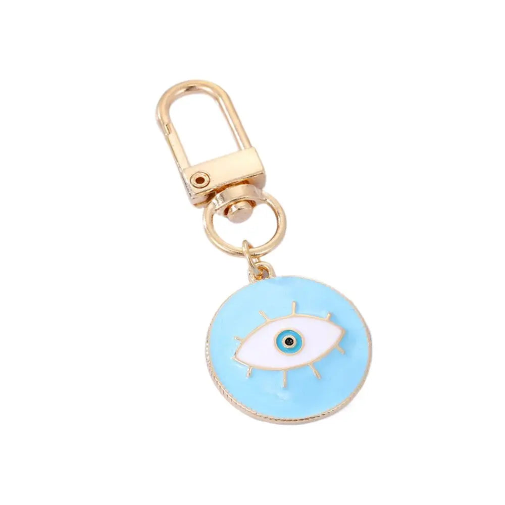 Lucky Turkish Evil Eye Keychain Retro Round Enamel Pendant Blue Zpaxo blue