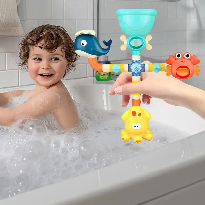 Bathtub Toys Waterwheel Bathing Toy Water Pipes Building Kit Games Education Bathroom Bathtub Shower Playset For Boys Girls Zpaxo