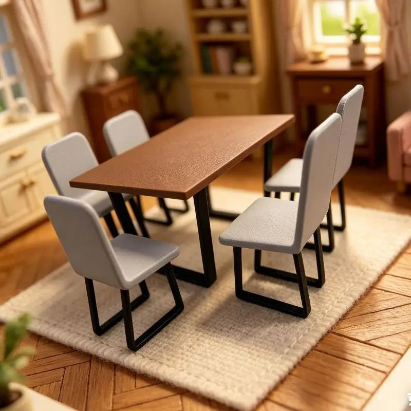 Miniature Dining Table Chair 1 12 Dollhouse Mini Furniture Model Home Zpaxo