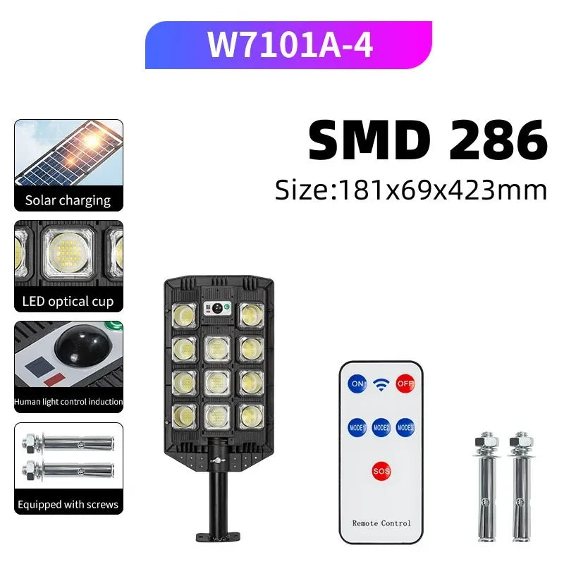 Solar Power Street Light Motion Sensor LED Solar Led Outdoor Lighting 3 Mode Lighting IP66 Waterproof COB Security Lamp for Yard Zpaxo A2-286SMD China Mainland