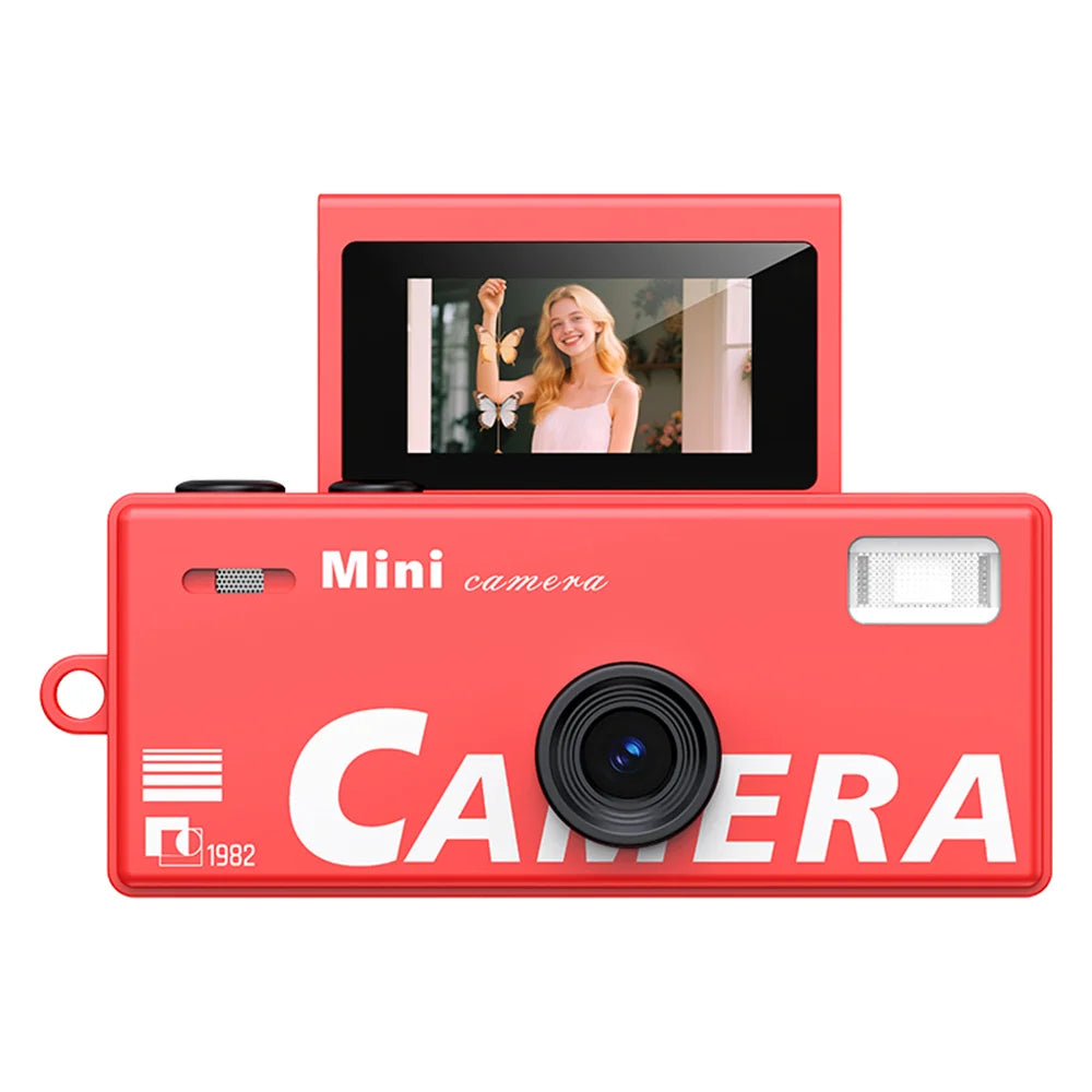 Palm-Sized Mini Digital Camera 180° Flip Selfie Screen with Flashlight Multiple Filters Keychain Portable Digital Camera LK030 Zpaxo Red No TF card