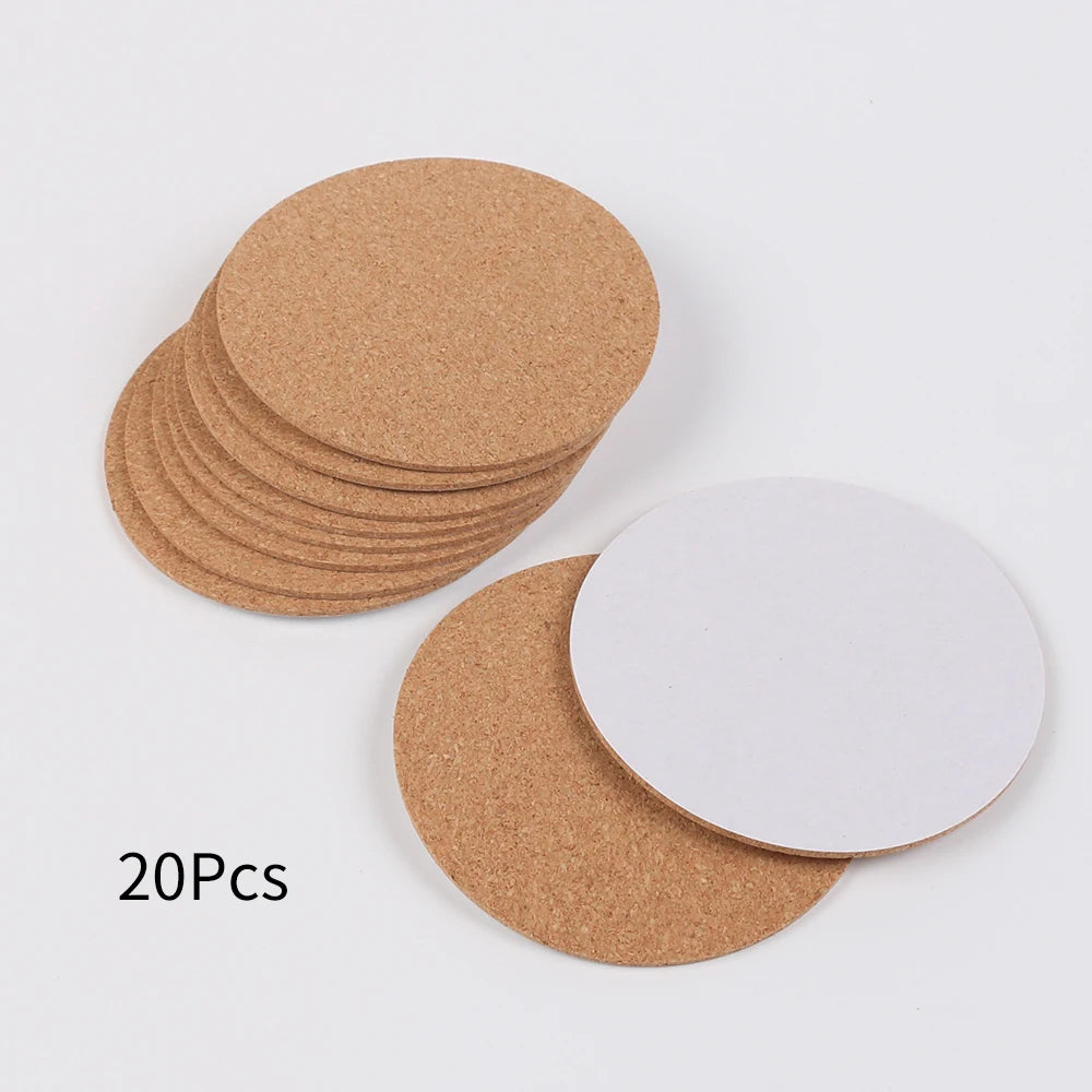 10/20/50Pcs Self-Adhesive Cork Coaster Round Pad for DIY Diamond Art Painting Crafts Cork Mat Zpaxo 20Pcs