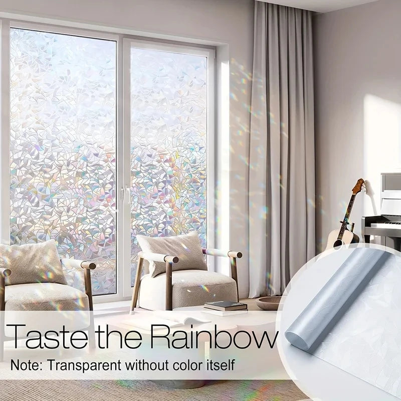 Iridescent Mosaic Static Window Privacy Film Rainbow Prismatic Glass