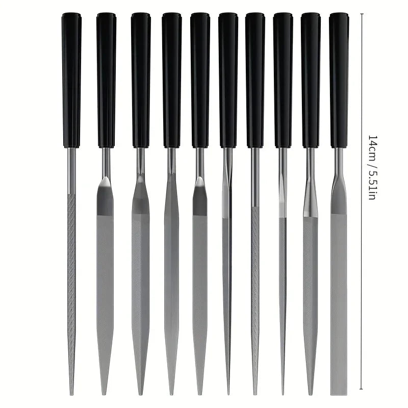 10-Piece Needle File Set – Metal, Wood, Glass & Stone Filing