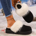 Fashion Striped Fluffy House Slippers Women 2025 Winter Warm Plush