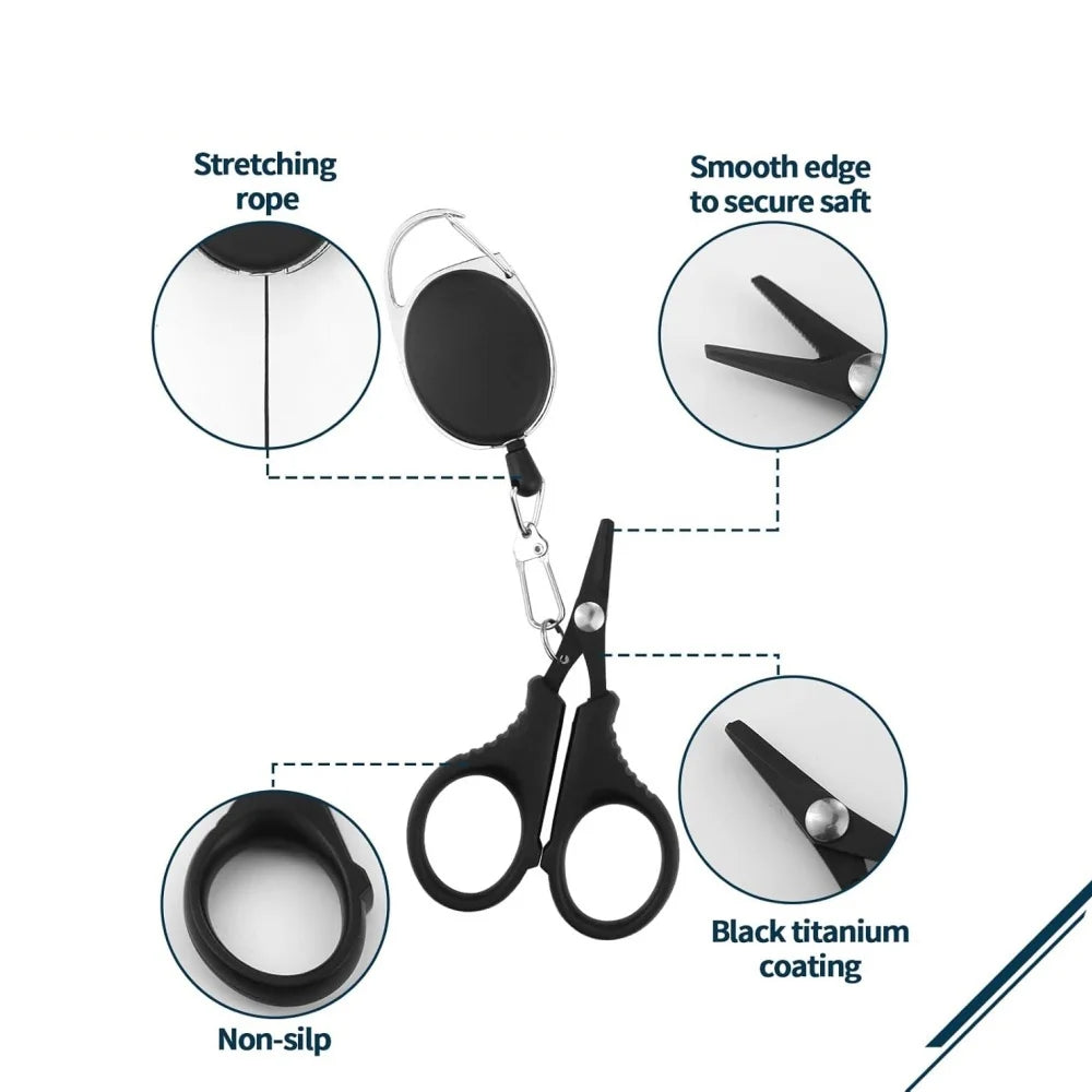 Stainless Steel Braided Fishing Line Scissors & Retractable Lanyard Fishing Line Scissors Zpaxo