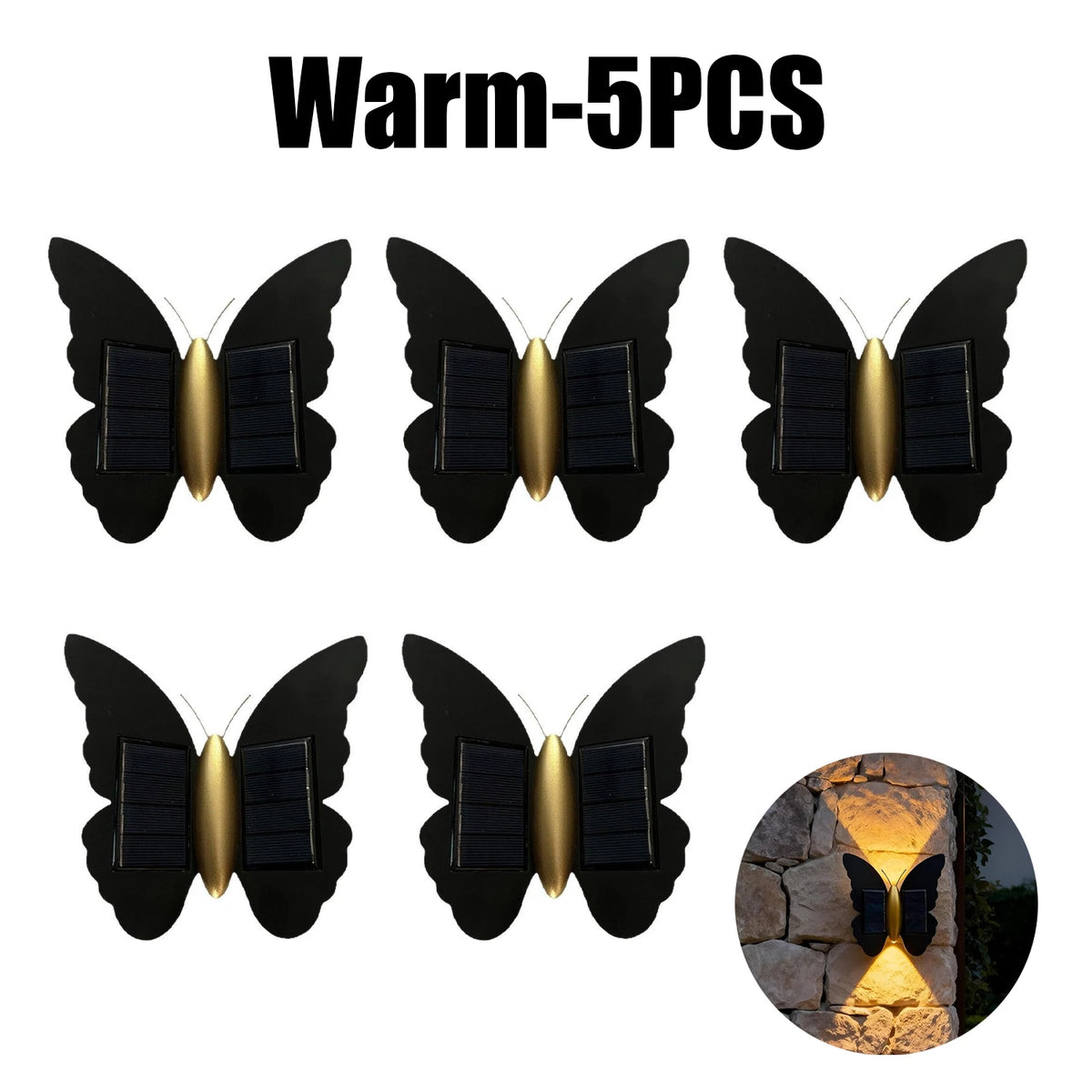 Solar Butterfly Wall Light Outdoor Modern Minimalist Design Stair Zpaxo Warm 5PCS