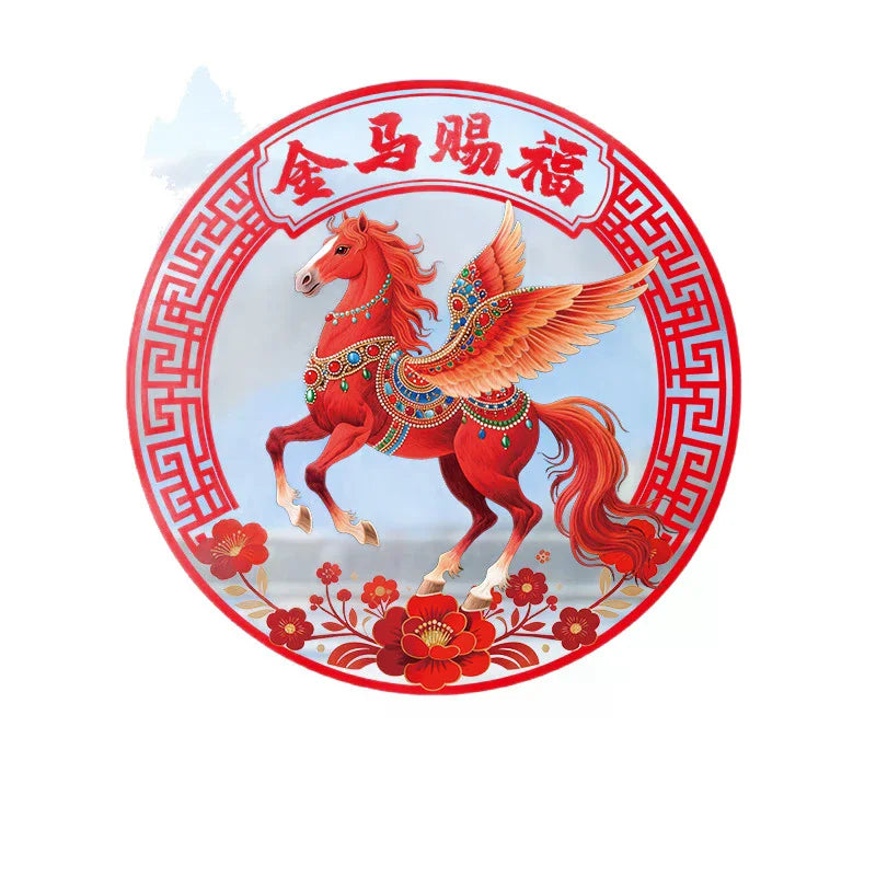 Year's Stickers Electrostatic Thickened Horse Costume Paper Cuttings Zpaxo