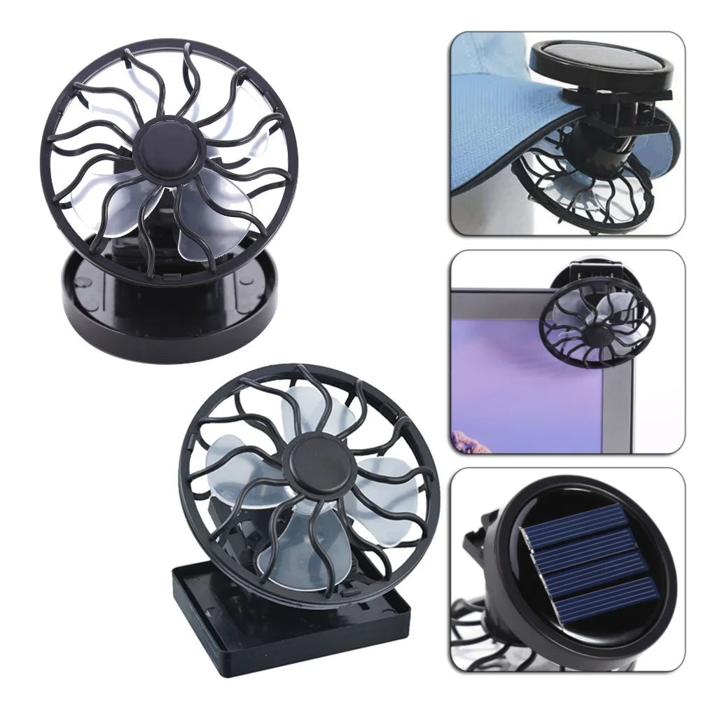 Mini Clip-on Solar Energy Fan Camping Hiking Cooling Portable Fan for Summer Travel Camp Mountaineering Cooling Zpaxo