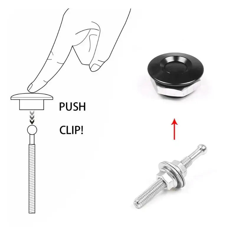 Universal 30mm Push Button Hood Pin Lock Clip Kit | Quick Latch