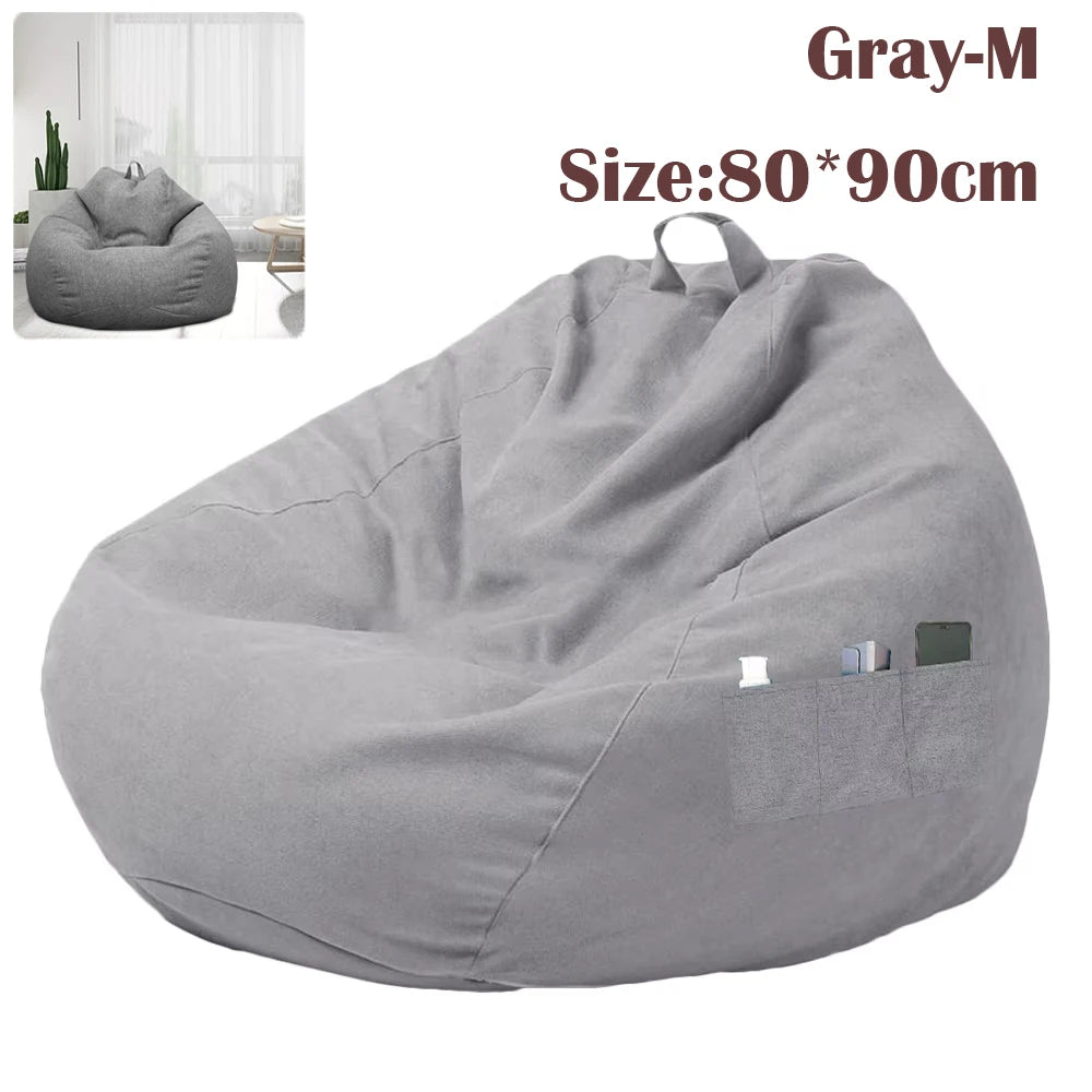Large Sofas Cover Removable Lazy Sofa Comfortable Outdoor Lazy Seat Bag Couch Cover Tatami for Home Garden Living Room Beanbags Zpaxo Gray-M
