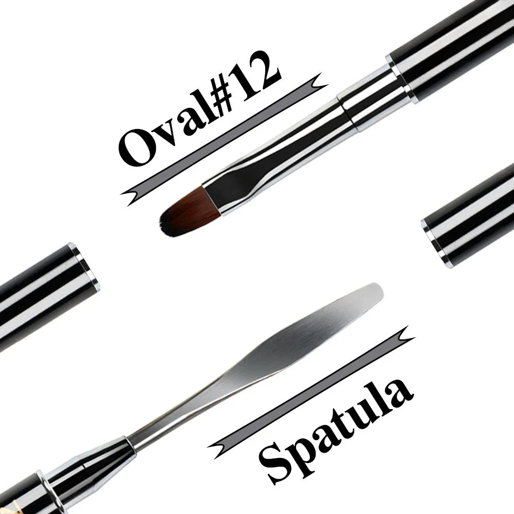 1 Dual-end Acrylic 12 Nail Art Gel Brush Extension Builder Stainless