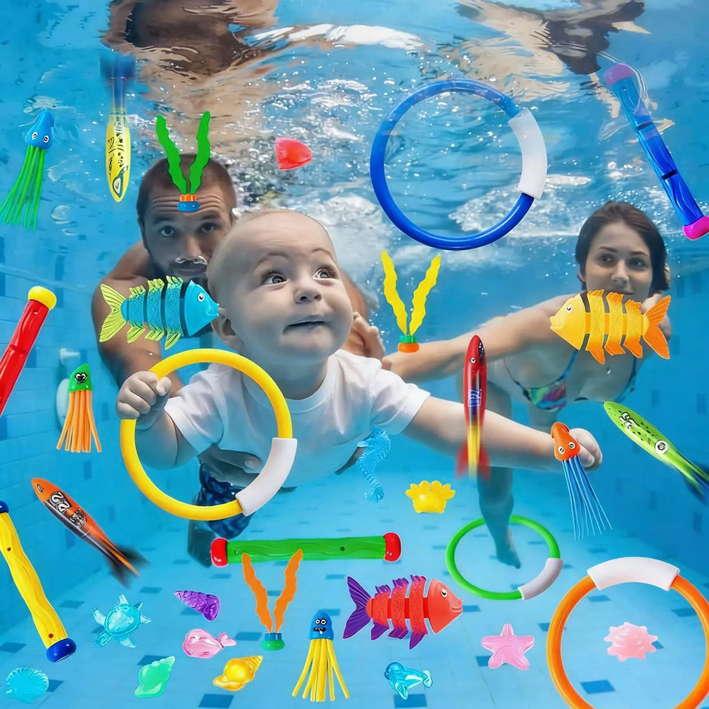 Pool Dive Toys Rings Fun Floating Water Games 35-Piece Summer Zpaxo