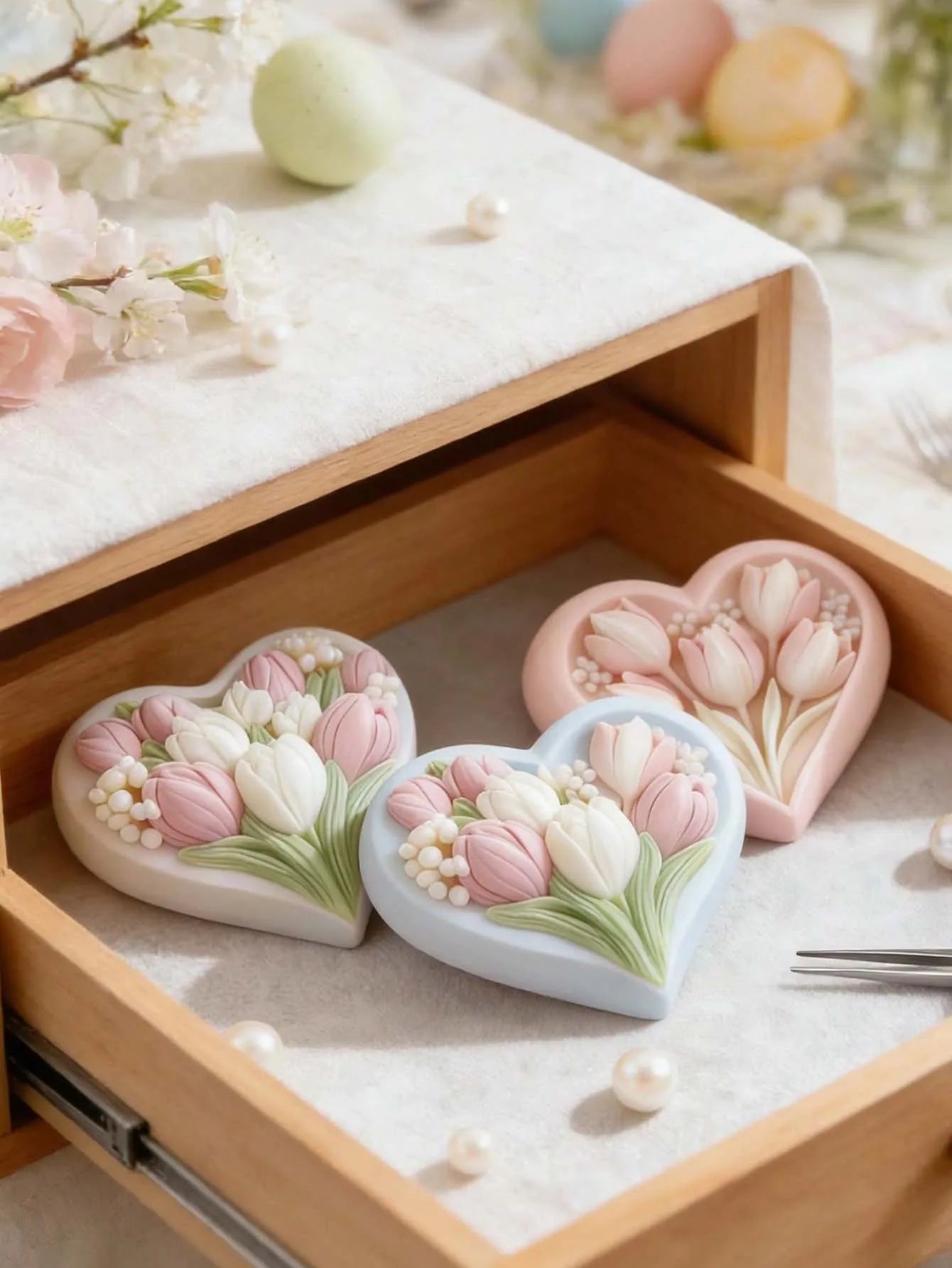 1pc Heart Tulip Silicone Candle Mold 3D Aromatherapy Candle Soap Gypsum Craft Home Decor Silicone Mold Valentine's Day Zpaxo