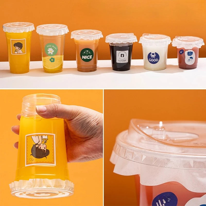 10pcs Disposable packaged internet-famous Dudu cup cold drink plastic cup, coffee coconut milk latte, milk tea, PET beverage cup Zpaxo