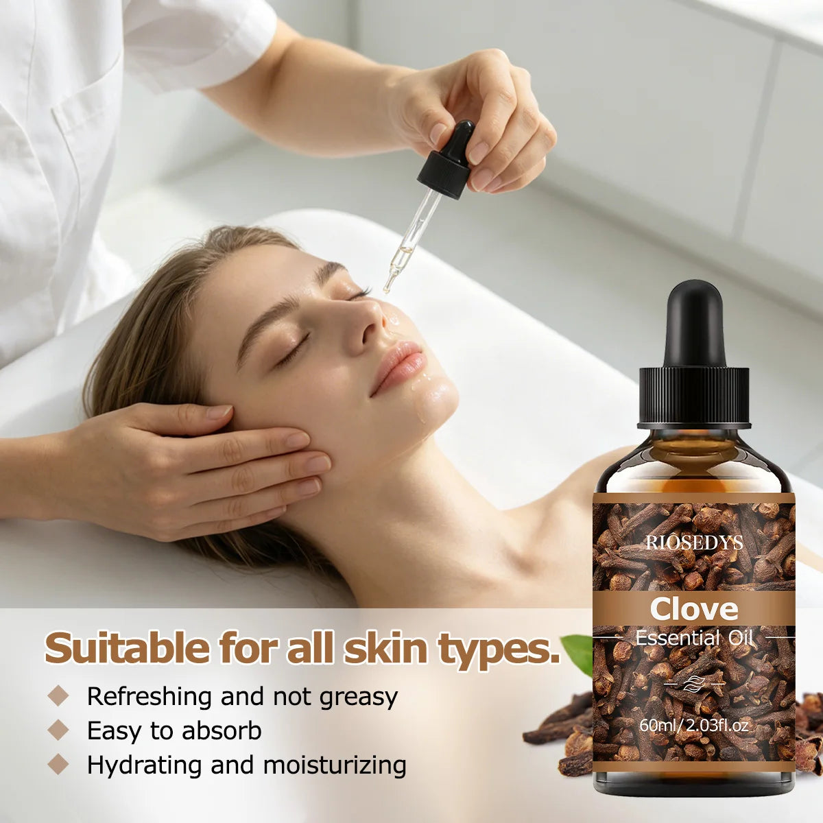 60ml CLOVE essential oil has deep nourishing moisturizing effects, making it suitable for massage, skin care, and hydration. Zpaxo