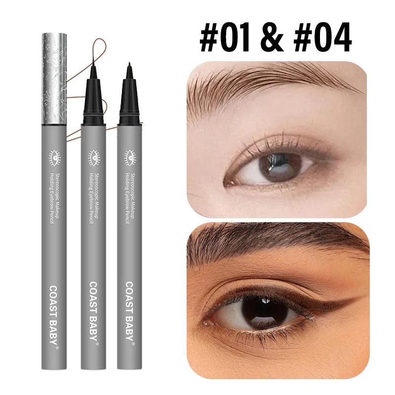 1/2PCS Long Lasting Sweatproof Waterproof Liquid Eyebrow Pencil Fine EyeLiner Pen Eyebrow Enhancers Eyebrow Brush Makeup Zpaxo 01 Add 04-2Pc