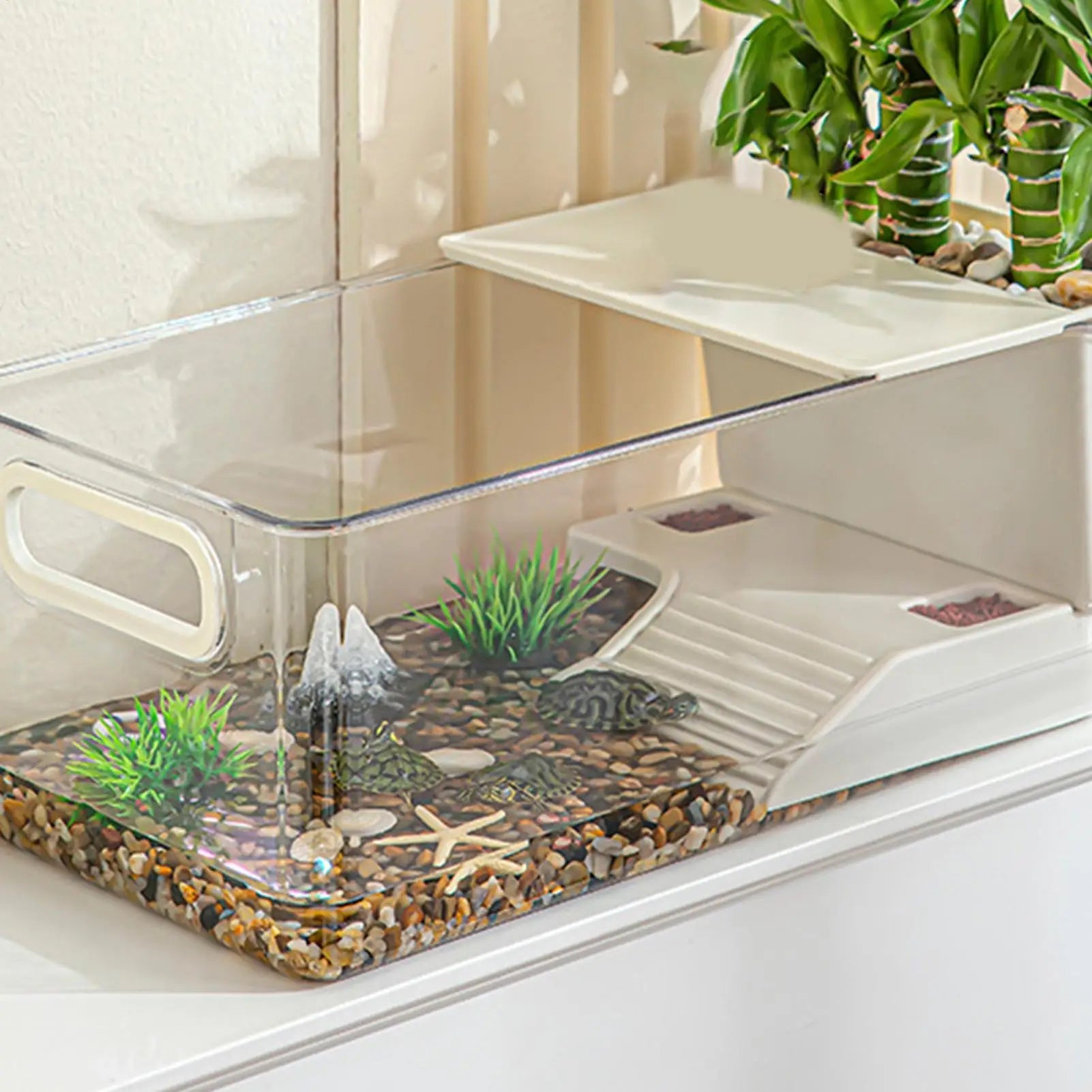 Turtle Tank Cage Clear Area Habitat Basking Stage Crayfish Crabs