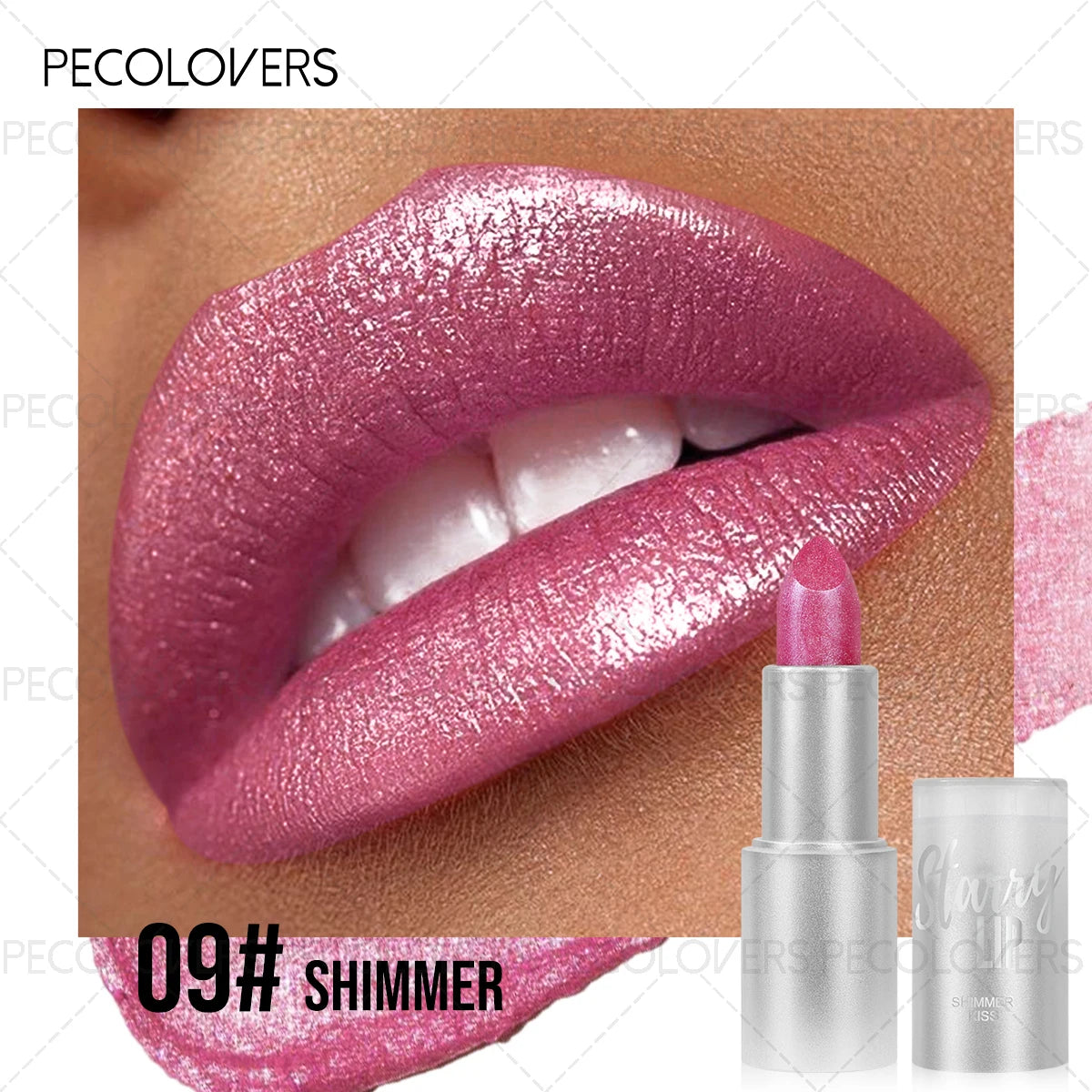Moisturizing Pearlescent Shimmer Lipstick Glittering Purple Pink Zpaxo 09