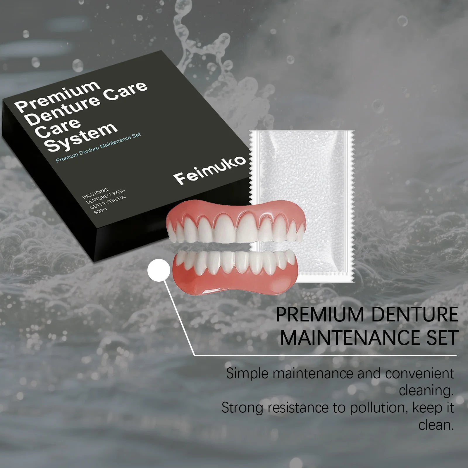 Cosmetic Denture Kit - Skin-Friendly & Comfortable, Easy-Wear Natural Fit, Instant Smile Aesthetic Improvement For Occasions Zpaxo