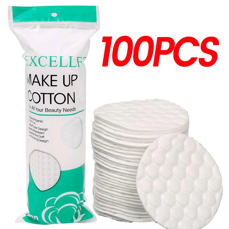 Disposable Soft Circular Makeup Remover Pads Doubles Sided Breathable Cotton Pads for Daily Facial Cleaning Nail Polish Remover Zpaxo A Style-100PCS