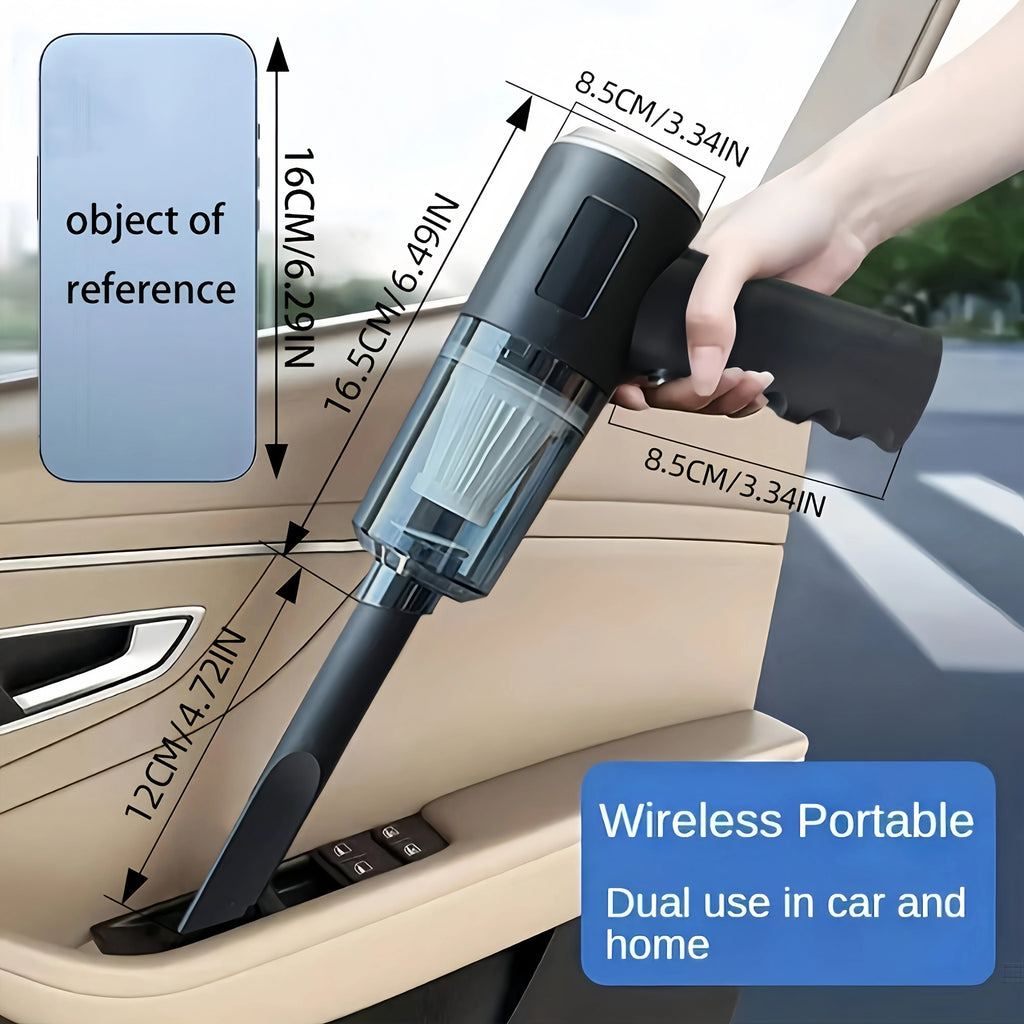 Mini Handheld Car Vacuum Cleaner, Wireless Charging, High Power, Dual Suction & Blower for Car Interior Cleaning Zpaxo