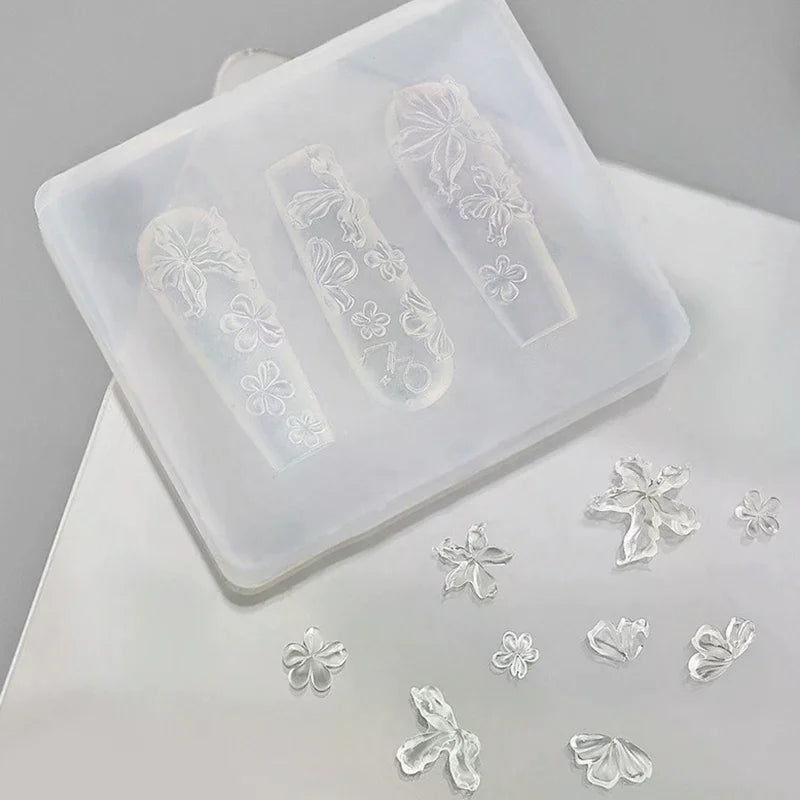 Silicone Flower Butterfly Nail Carving Mold 3D Stamping Plate Nails Zpaxo