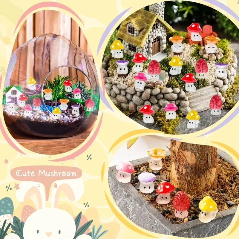 24 48 Mini Glowing Mushroom Resin Ornaments Cute Little Decorations