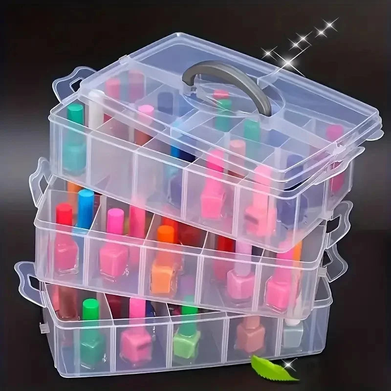 Stackable 3-Tier Plastic Storage Box Adjustable Compartment Toy Container Clear Jewelry Sundries Organizer Home Storage Supplies Zpaxo
