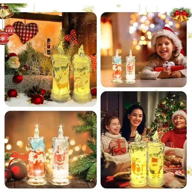 Festive Flameless Pillar Candles Battery Powered LED Christmas Lights