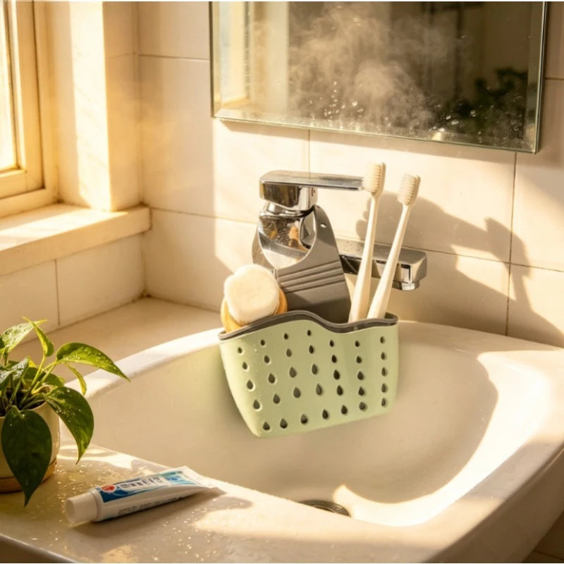Adjustable Press Button Sink Draining Hanging Basket Kitchen Storage