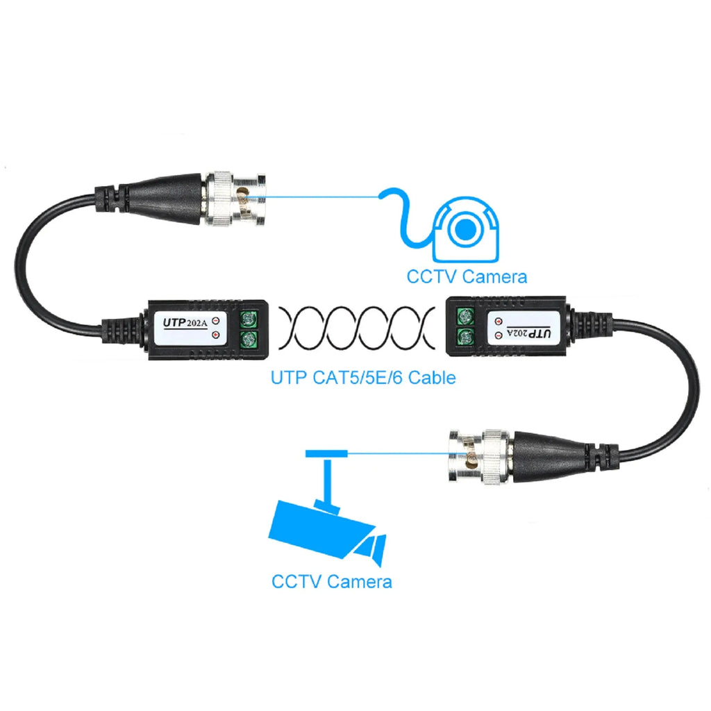 1 Pair UTP 202A Passive Transceiver Video Balun Connector BNC Cat5