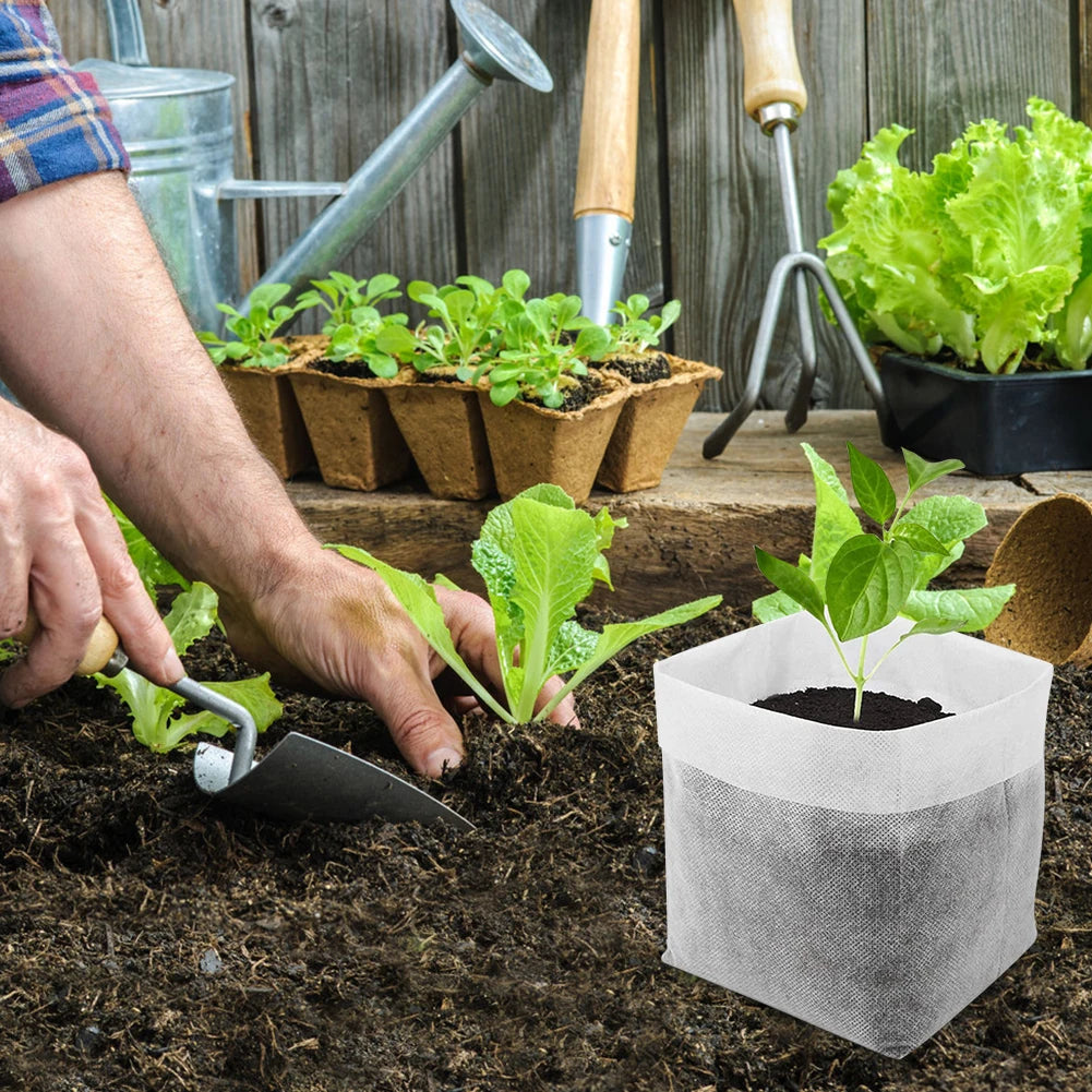 Plant Seeding Grow Bags Non-Woven Plants Seeding Nursery Bags Breathable Fabric Seedling Starter Bags for Flower Vegetable Grow Zpaxo