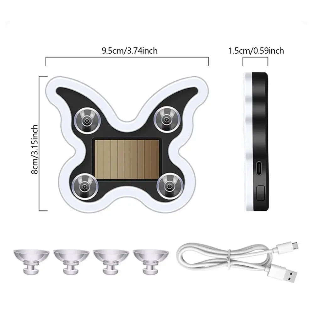 Wireless Car Solar LED Light Butterfly Shaped Suction Cup Ambient Zpaxo