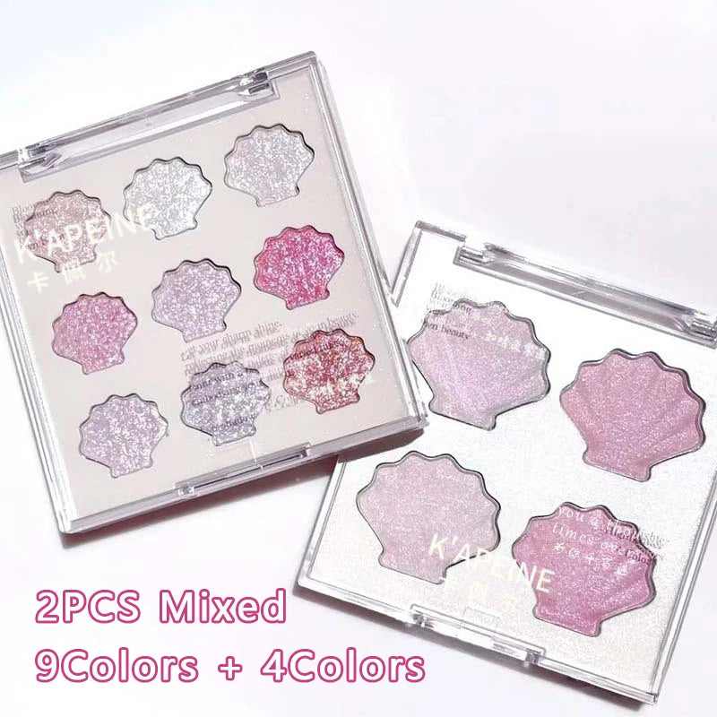 Shell Fairy Pearlescent Eyeshadow Palette Aurora Peach Shimmer Zpaxo 2Pcs Mixed