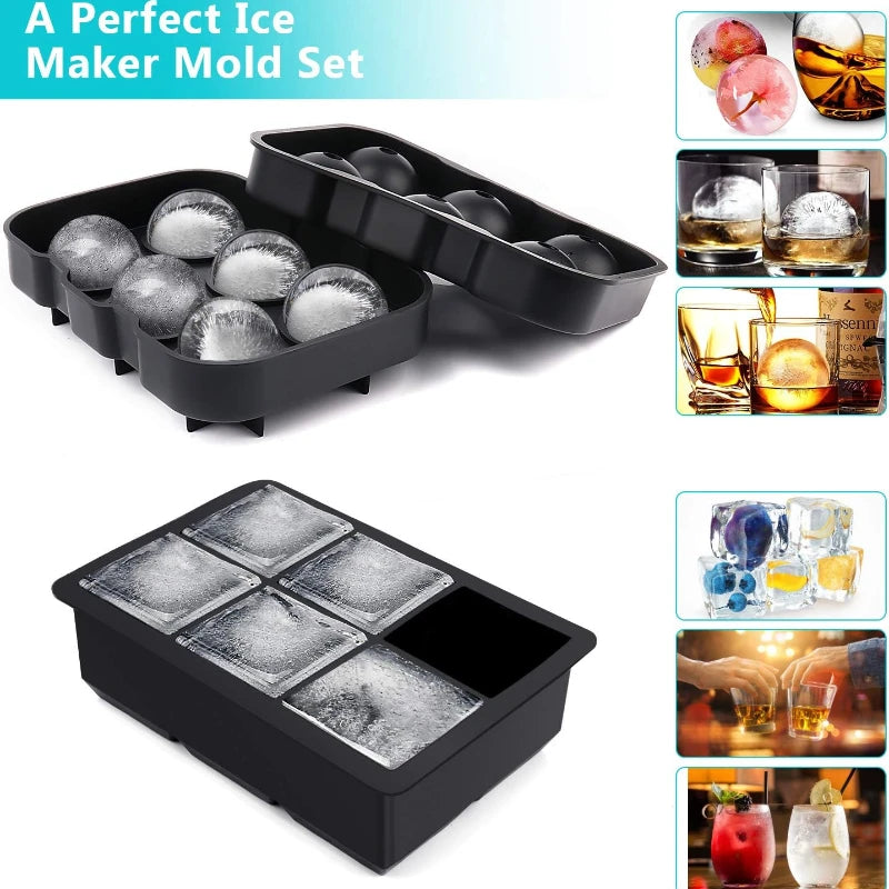 4 6 8Grid Ice Cube Tray Ball Maker Silicone Mold DIY Freeze Kitchen Zpaxo