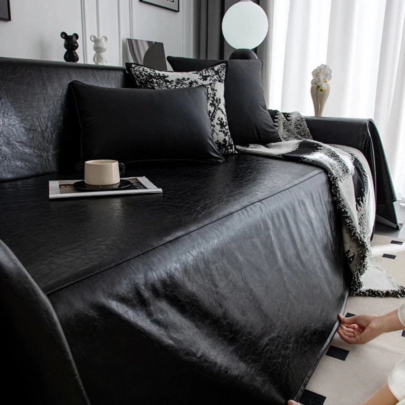 Waterproof Sofa Cover Artificial Leather Chaise Longue Slipcovers Armchair Protector Couch Cover For Living Room Zpaxo