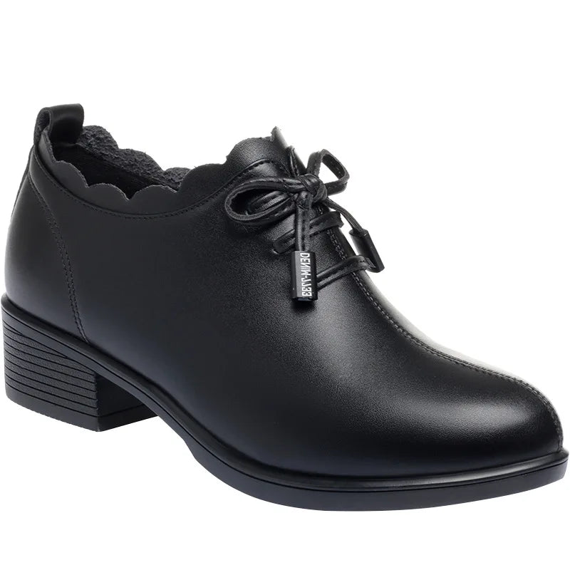 CINESSD 2023 Fashion Lace Leather Platform Pumps Korean Casual Zpaxo