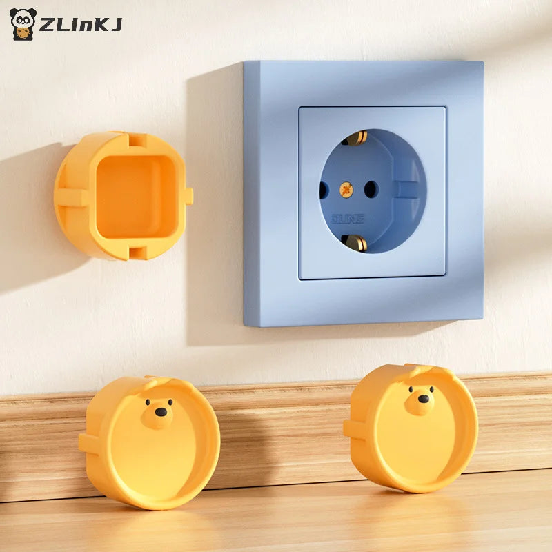 ▶5Pcs Baby Safety Protection Socket Protective Cover , Children Electric Shock Prevention Dust Protection Cover,Cartoon Design Zpaxo