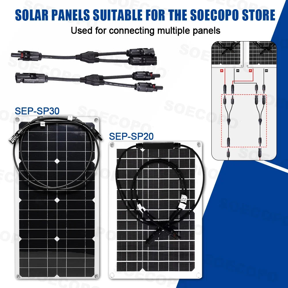 SOECOPO 1 2 MC 4 Cable Branch Connector Multiple Solar Panels